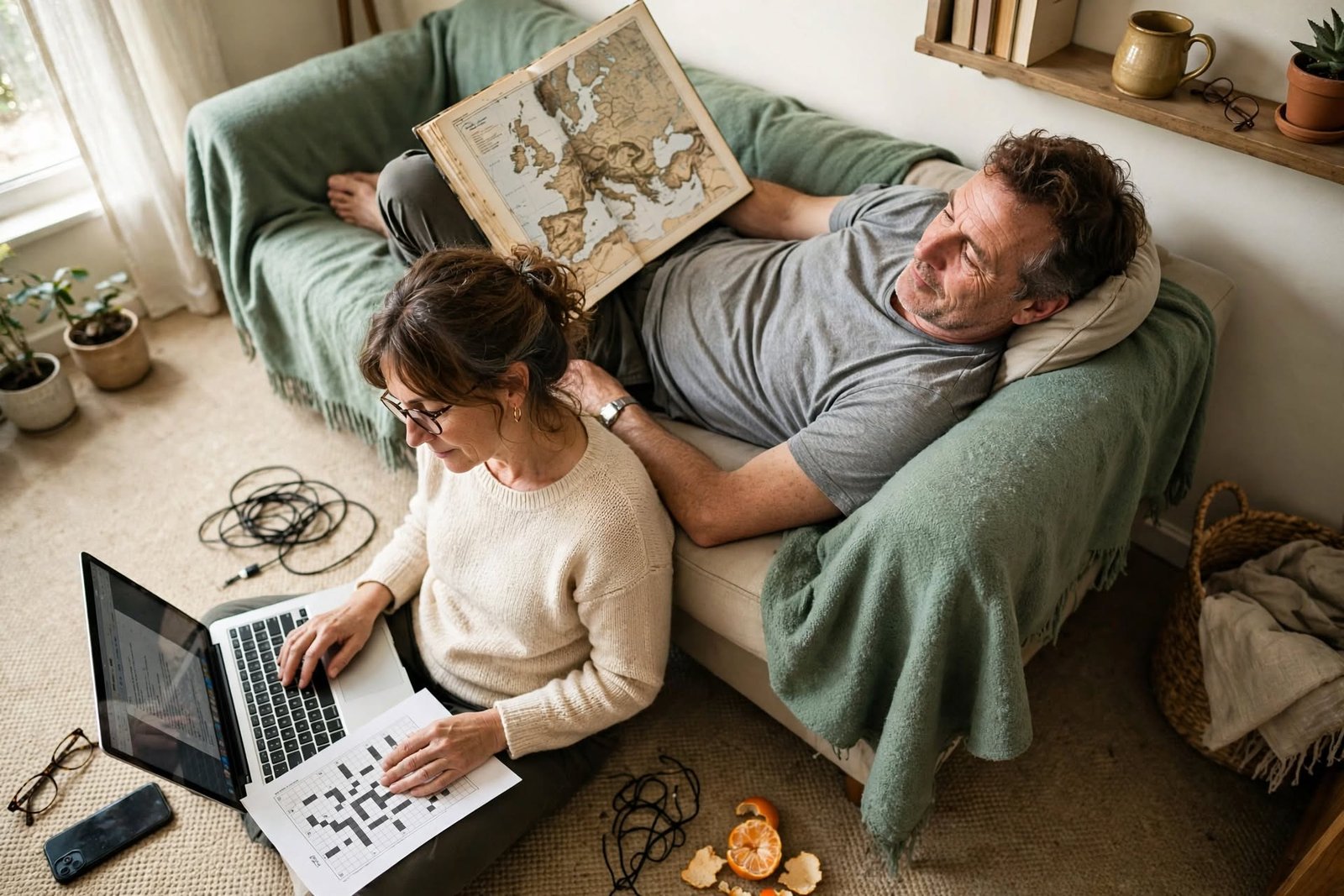 Estilos de apego: cómo identificar el tuyo y construir relaciones más seguras 2 Pareja compartiendo un domingo tranquilo, ejemplo de apego seguro y autonomía conectada