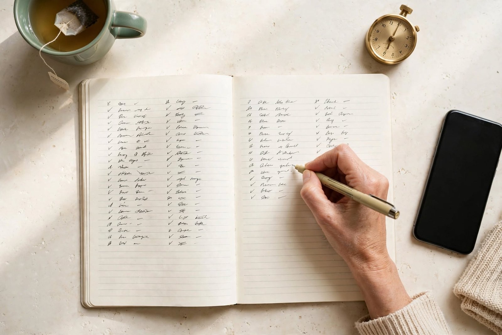 Estilos de apego: cómo identificar el tuyo y construir relaciones más seguras 4 Manos escribiendo en un cuaderno para reconocer patrones de los estilos de apego