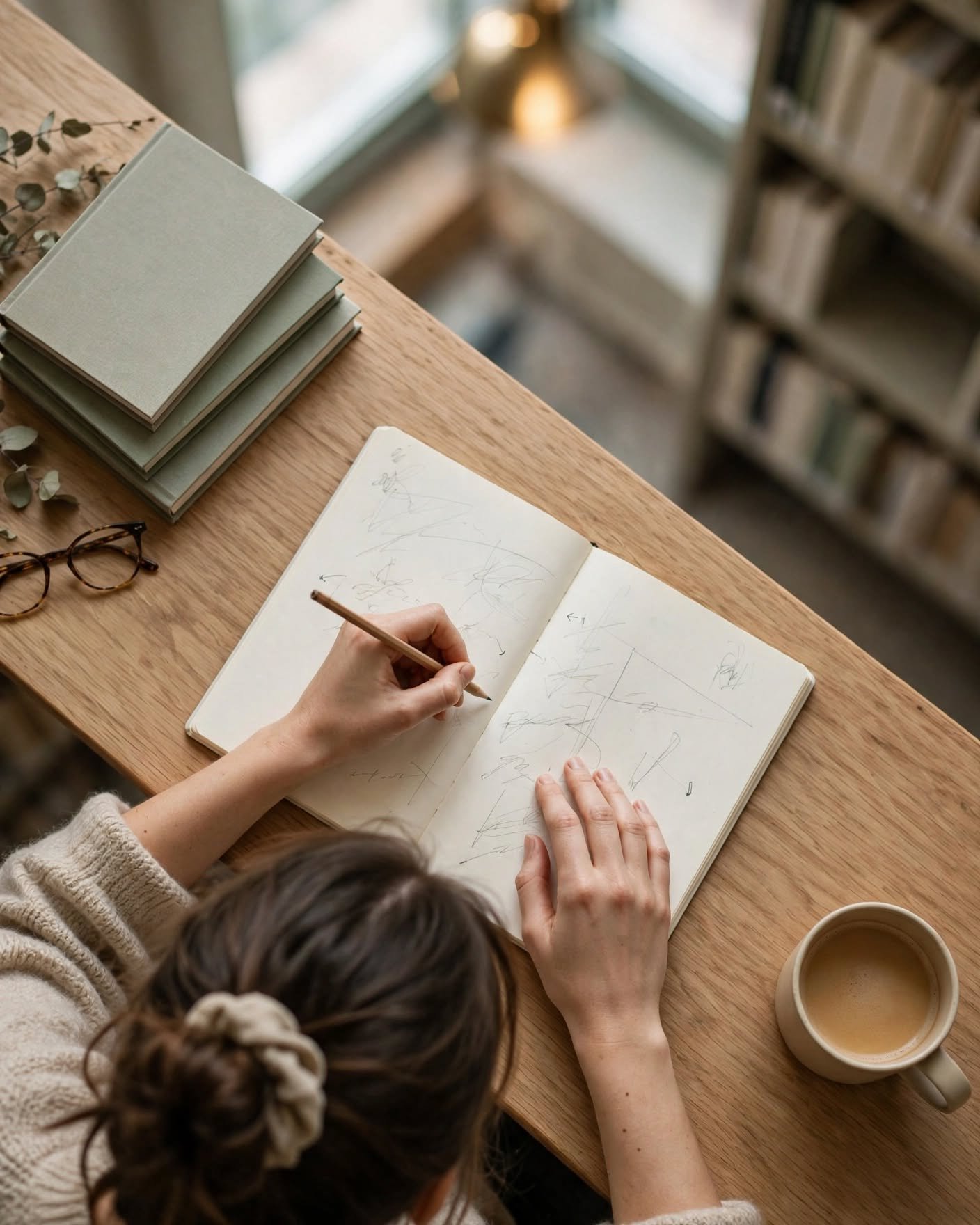 Saturación emocional: señales y cómo calmar tu sistema nervioso 2 Mujer joven escribiendo en un cuaderno en una biblioteca para identificar su tipo de saturación